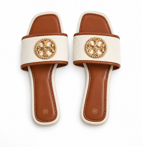 gold face sandal